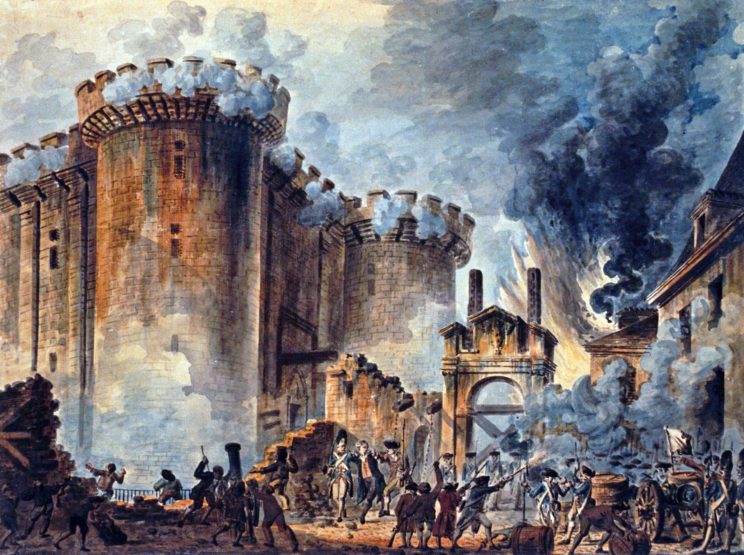 "The Storming of the Bastille", by Jean-Pierre HouÃ«l. Public Domain.